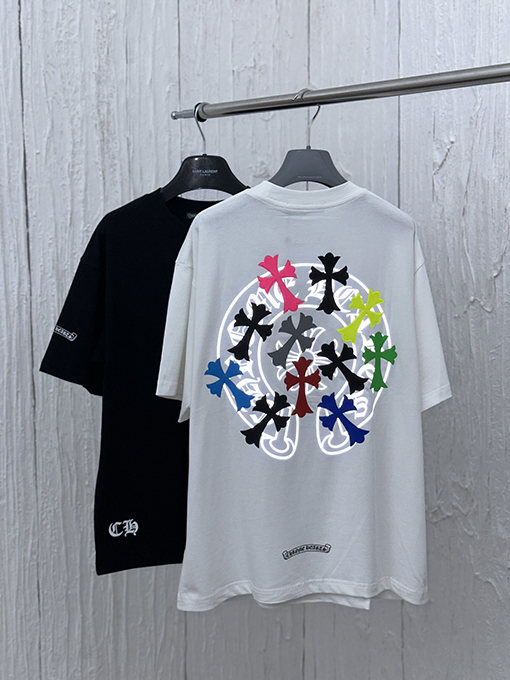 クロムハーツ カラフルな反射クロスプリントフォーム半袖Tシャツ