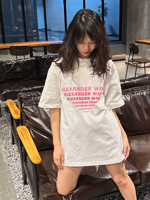 アレキサンダーワンスーパーコピー ロゴ文字プリント半袖Tシャツ