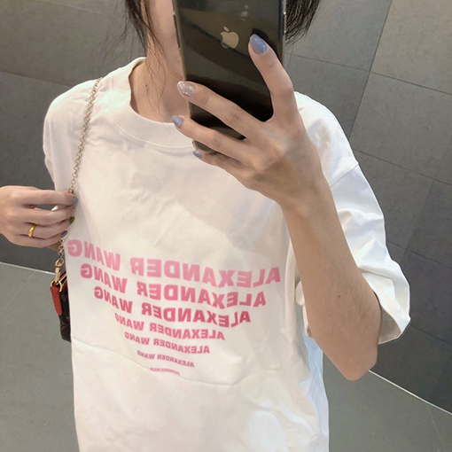 アレキサンダーワンスーパーコピー ロゴ文字プリント半袖Tシャツ