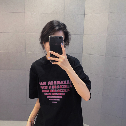 アレキサンダーワンスーパーコピー ロゴ文字プリント半袖Tシャツ