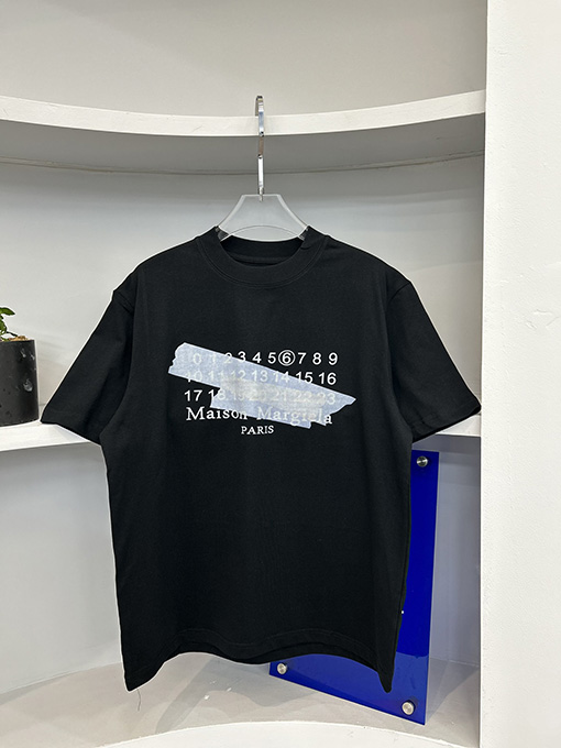 マルタンマルジェラコピー マスキングテープデジタルプリントアルファベット柄半袖Tシャツ