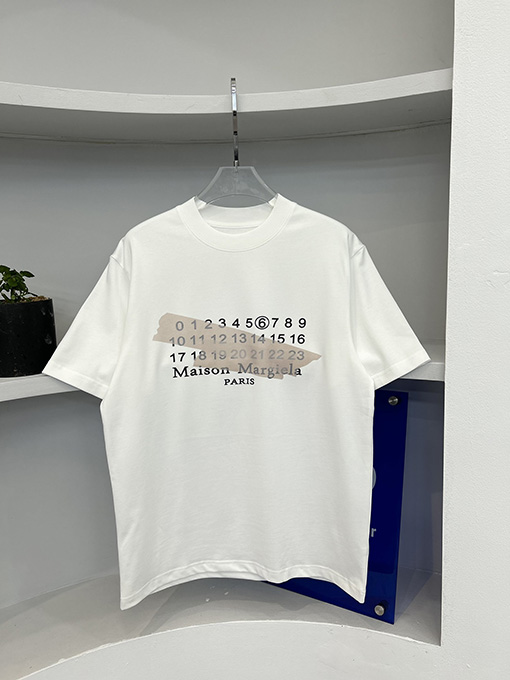 マルタンマルジェラコピー マスキングテープデジタルプリントアルファベット柄半袖Tシャツ