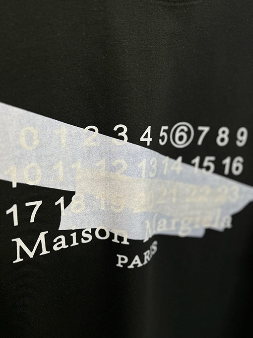 マルタンマルジェラコピー マスキングテープデジタルプリントアルファベット柄半袖Tシャツ