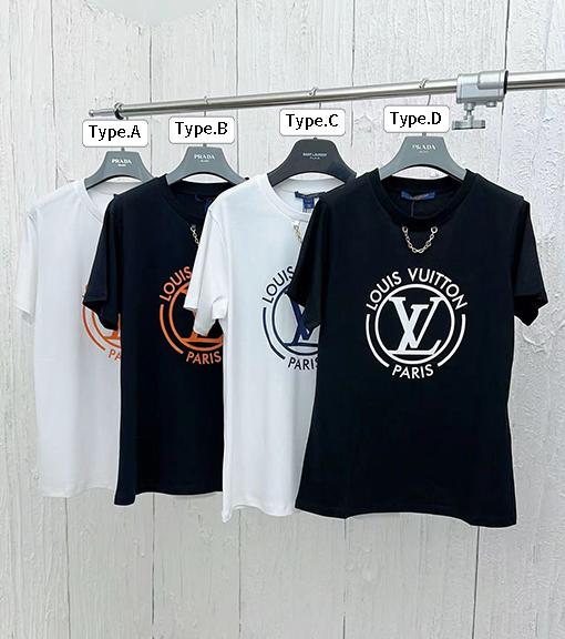 ルイヴィトン 胸にチェーンロゴプリント半袖Tシャツ