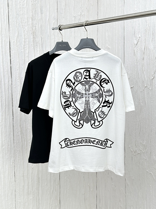 クロムハーツスーパーコピー プリントダイヤモンド半袖Tシャツ