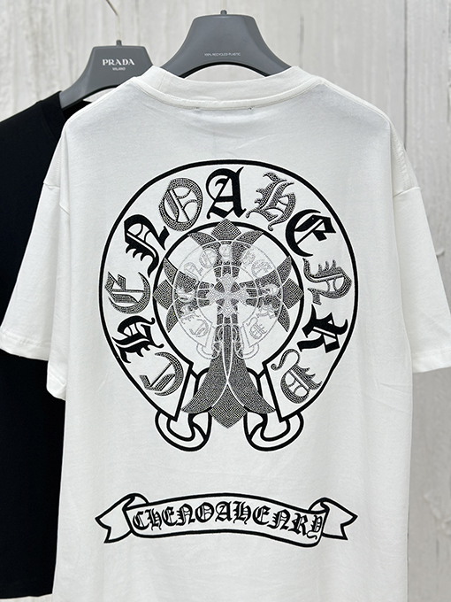 クロムハーツスーパーコピー プリントダイヤモンド半袖Tシャツ