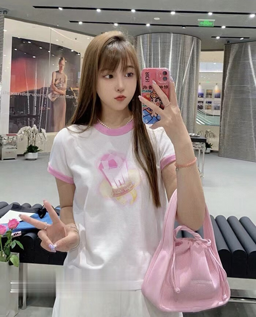 アレキサンダーワンコピー ピンクダイヤモンドリング半袖Tシャツ