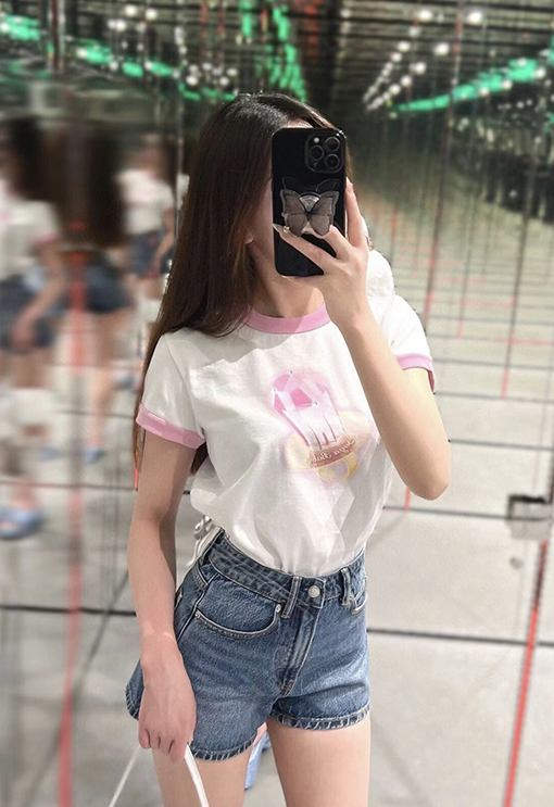 アレキサンダーワンコピー ピンクダイヤモンドリング半袖Tシャツ