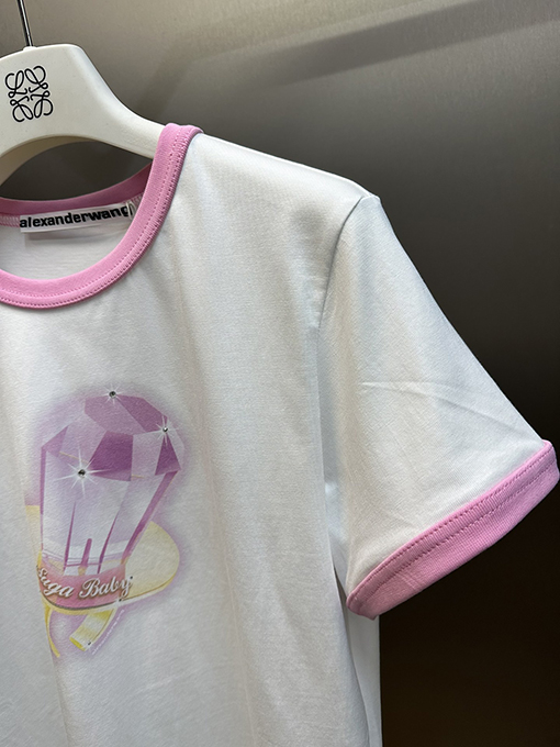 アレキサンダーワンコピー ピンクダイヤモンドリング半袖Tシャツ