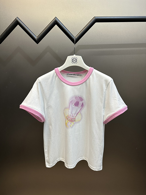 アレキサンダーワンコピー ピンクダイヤモンドリング半袖Tシャツ
