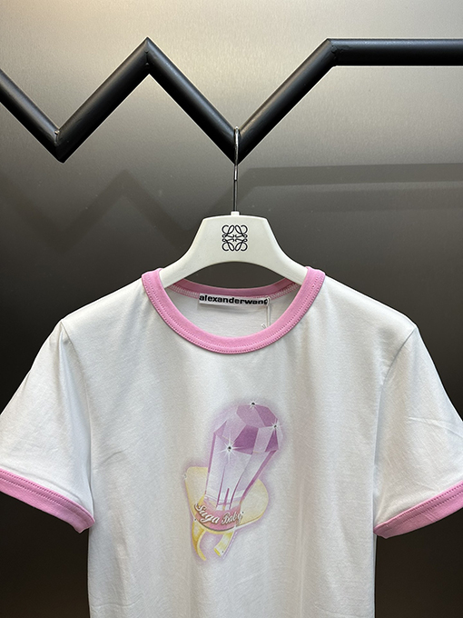 アレキサンダーワンコピー ピンクダイヤモンドリング半袖Tシャツ