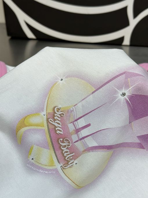 アレキサンダーワンコピー  ピンクダイヤモンドリング半袖Tシャツ