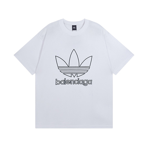 Balenciaga X Adidas ファッション刺繍ロゴ半袖Tシャツ