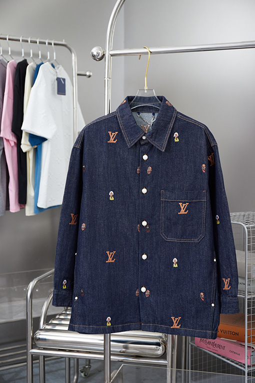 ルイヴィトン ファッション刺繍デニムシャツ
