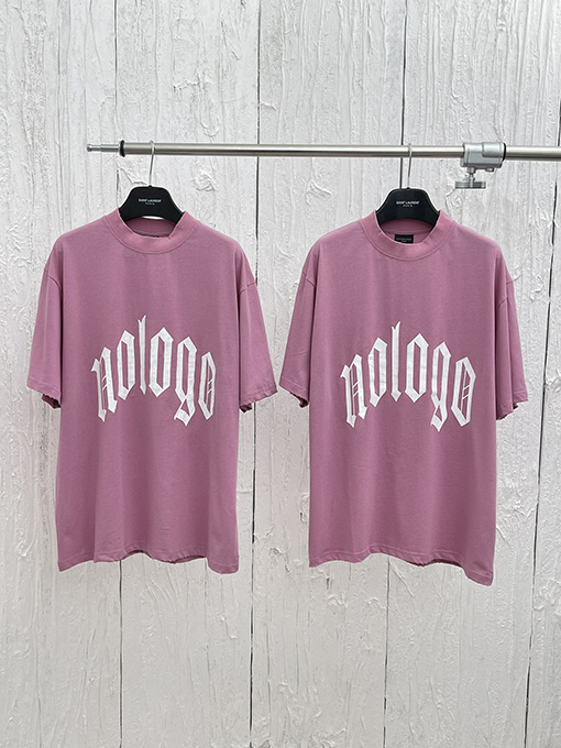 バレンシアガ  ロゴ文字プリント穴あき落書き半袖Tシャツ