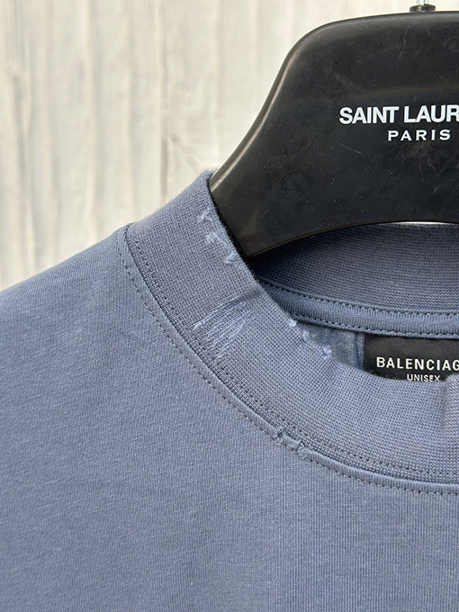 バレンシアガ  ロゴ文字プリント穴あき落書き半袖Tシャツ