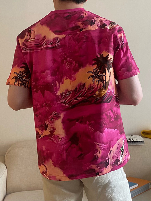 ルイヴィトン  プリント柄クルーネック半袖Tシャツ