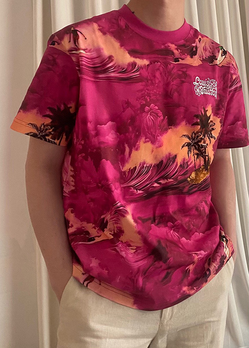 ルイヴィトン  プリント柄クルーネック半袖Tシャツ