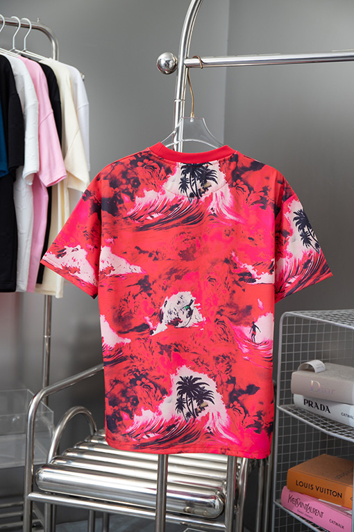 ルイヴィトン  プリント柄クルーネック半袖Tシャツ