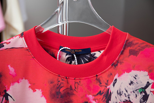 ルイヴィトン  プリント柄クルーネック半袖Tシャツ