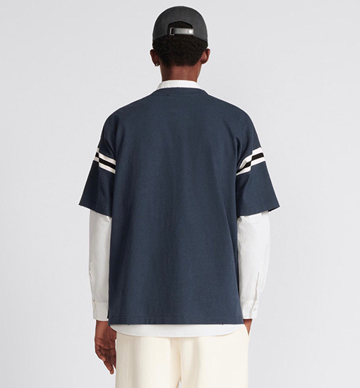 ディオール アルファベットロゴプリントニットリブステッチ半袖Tシャツ