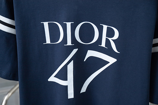 ディオール アルファベットロゴプリントニットリブステッチ半袖Tシャツ