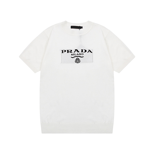 プラダスーパーコピー アルファベット編み三角マークニット半袖Tシャツ