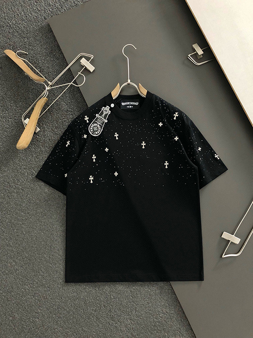 クロムハーツコピー  ホットドリルラウンドネック半袖Tシャツ