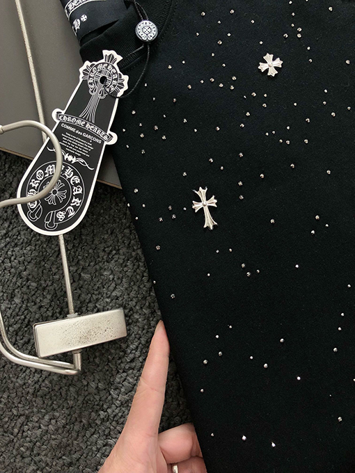クロムハーツコピー  ホットドリルラウンドネック半袖Tシャツ