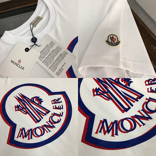 モンクレールスーパーコピー 象徴的なロゴエレメントプリント半袖Tシャツ