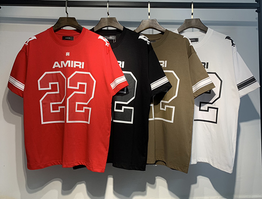 アミリ ルーズクラシック22アルファベットクルーネック半袖Tシャツ