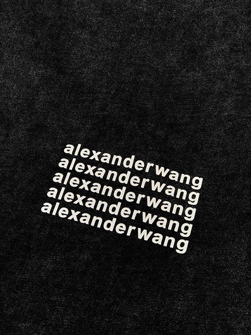 アレキサンダーワン 洗い加工 小文字プリント 発泡プリント Tシャツ