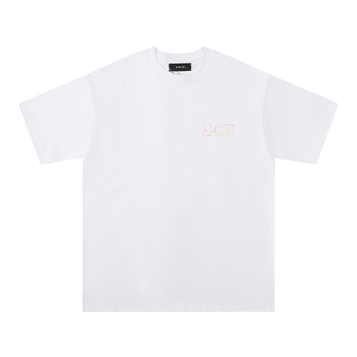 アミリコピー  ロゴプリントラウンドネック半袖Tシャツ