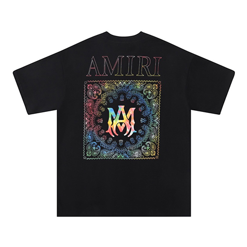 アミリコピー  ロゴプリントラウンドネック半袖Tシャツ