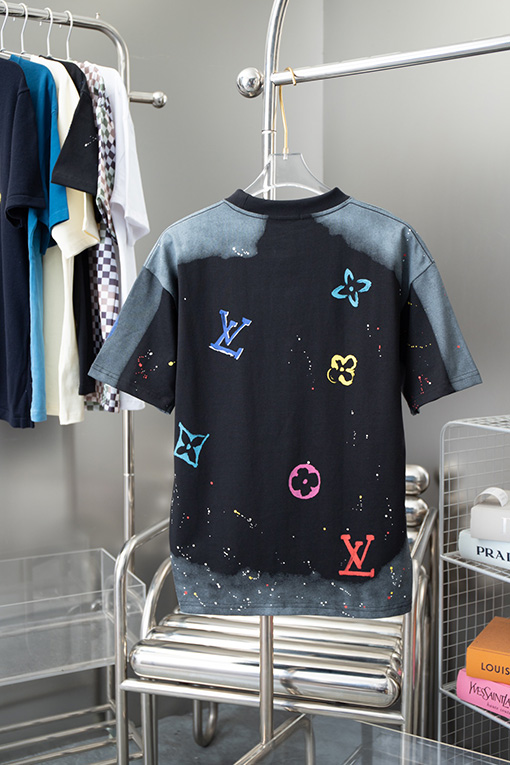 ルイヴィトン  フル落書き水絵ファッション半袖Tシャツ