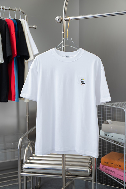 ロエベスーパーコピー 胸の刺繍ロゴフェニックス鳥半袖Tシャツ