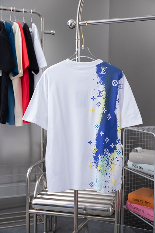 ルイヴィトン 前後の落書き水絵発泡ロゴプリント半袖Tシャツ