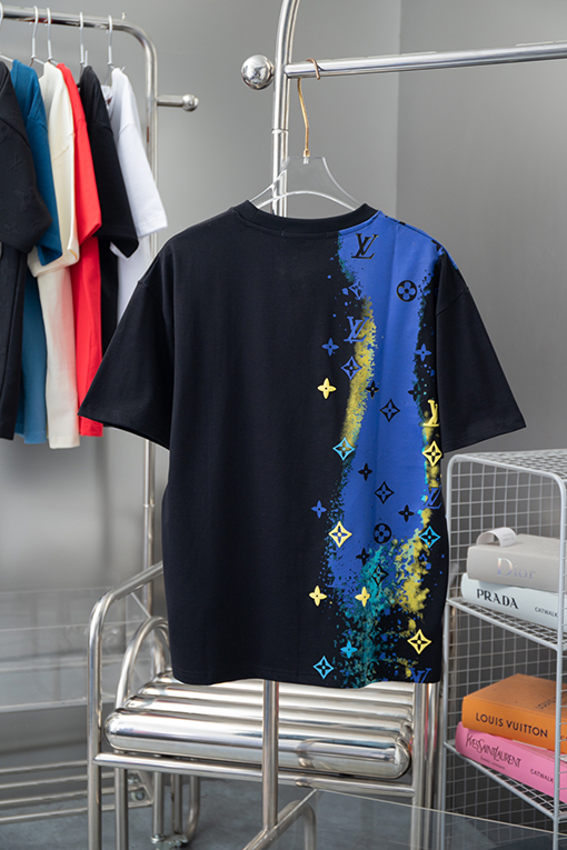 ルイヴィトン 前後の落書き水絵発泡ロゴプリント半袖Tシャツ