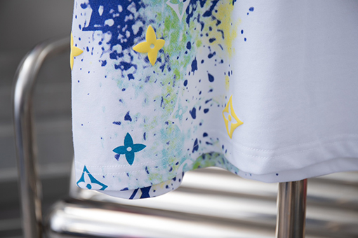 ルイヴィトン 前後の落書き水絵発泡ロゴプリント半袖Tシャツ