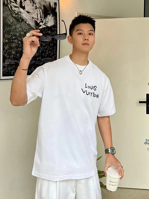ルイヴィトン プリントラウンドネック半袖Tシャツ