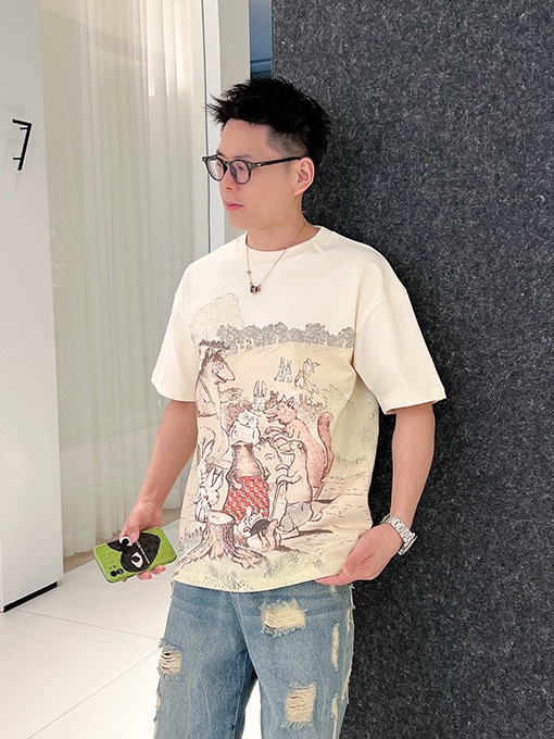 グッチ アニマルジャングルパーティーデジタルプリント半袖Tシャツ