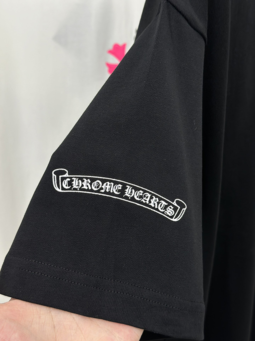 クロムハーツ ファッションカラー反射クロスプリント発泡半袖Tシャツ