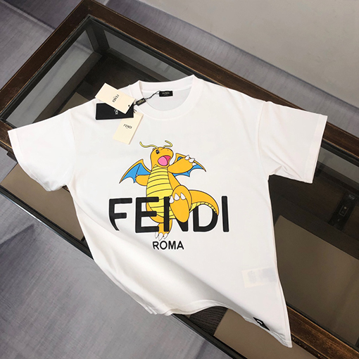 フェンディ 新しいカップルのラウンドネックTシャツ