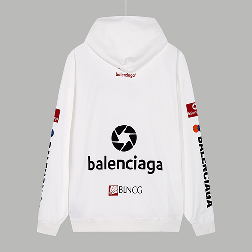 バレンシアガ 新しいBLNCGマルチロゴパターンパーカー