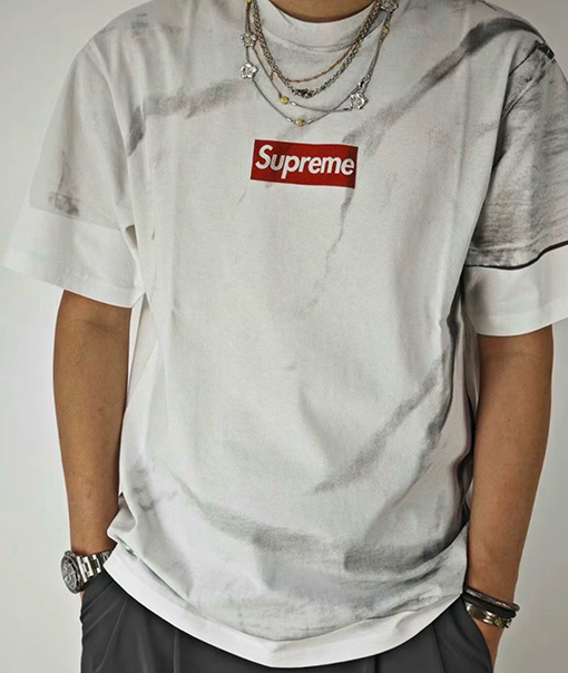 Supreme X Martin Margiela スーパーコピー 偽の2ピースブロックロゴ半袖Tシャツ