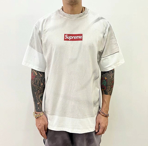 Supreme X Martin Margiela スーパーコピー 偽の2ピースブロックロゴ半袖Tシャツ