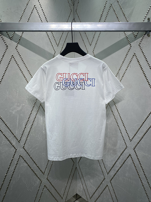 グッチ   胸と背中の文字プリント半袖Tシャツ