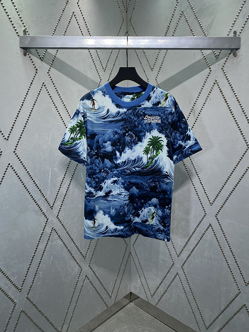 ルイヴィトン 熱帯の島の花の刺繍プリント半袖Tシャツ