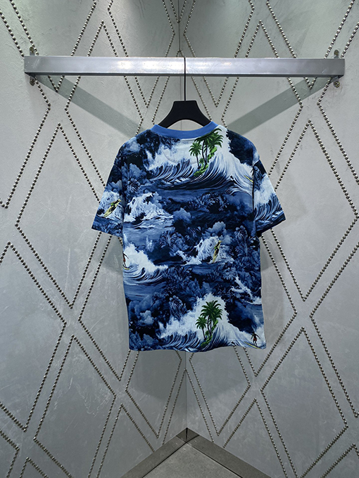 ルイヴィトン 熱帯の島の花の刺繍プリント半袖Tシャツ