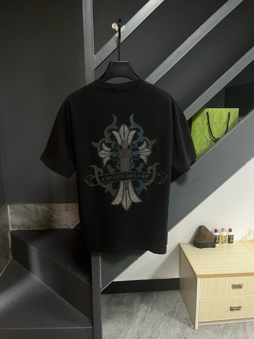 クロムハーツ 新しいロゴ発泡皮ラベル半袖Tシャツ